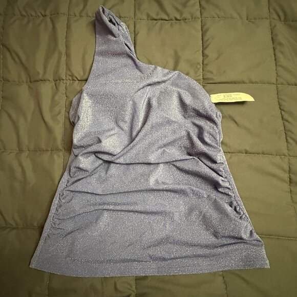 Lands’ End Shine Shirred One Shoulder Tankini Swimsuit Top - Size: 2 Long - NWT - Picture 4 of 10